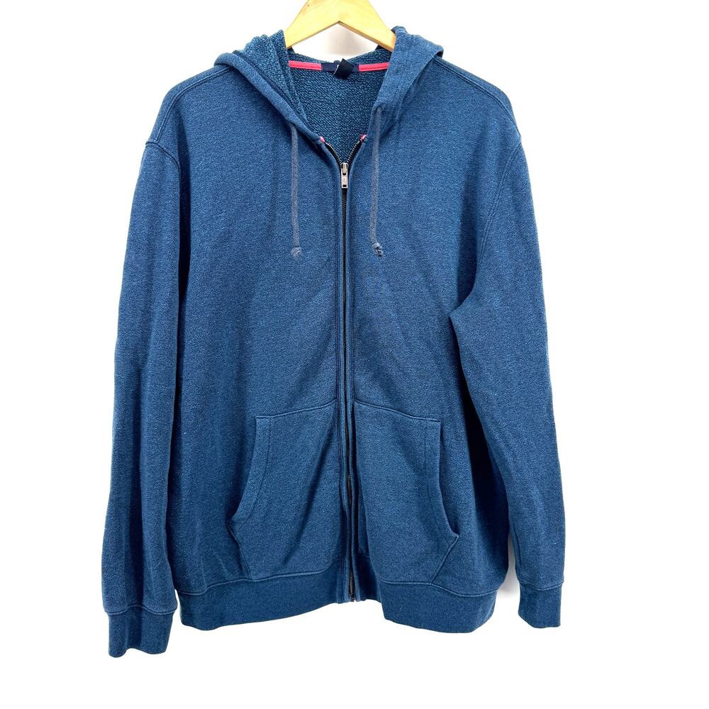 GAP Men's Full Zip Up Hoodie Heather Blue Cotton Blend Casual Classic - Size XL